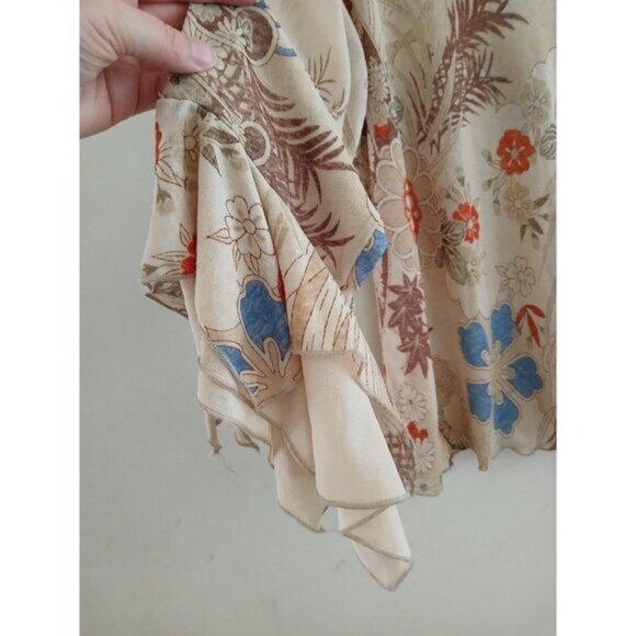 MKM Vintage Y2K Women's 1X Blouse Floral Ruffled Sleeves Sheer Romantic Festival - Picture 5 of 7